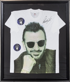 Ringo Starr Signed T-Shirt in 35x41 Framed Display (JSA)